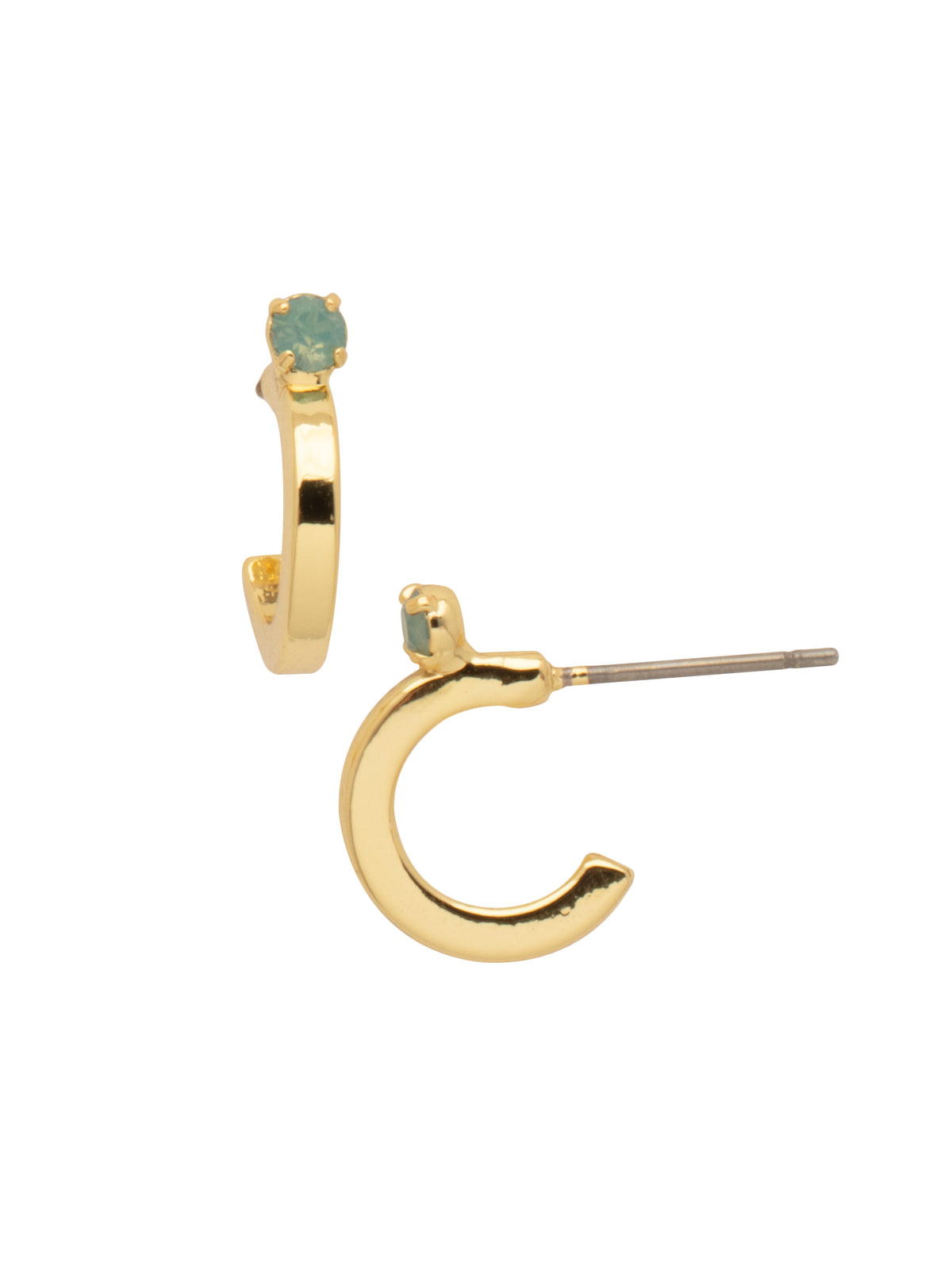 Mini Studded Hoop Earrings - EFP20BGCON - <p>The Mini Studded Hoop Earrings feature a single round-cut crystal on a small open hoop on a post. From Sorrelli's Confetti  collection in our Bright Gold-tone finish.</p>