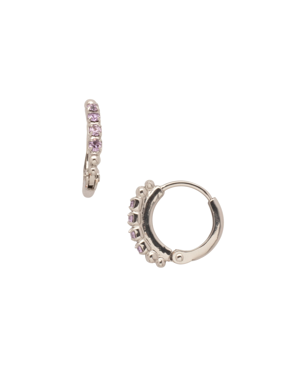 Crystal Huggie Hoop Earrings - EFP22PDLCH - <p>The Crystal Huggie Hoop Earrings feature small round cut crystals embellished on a tiny metal huggie hoop. From Sorrelli's Lilac Champagne collection in our Palladium finish.</p>