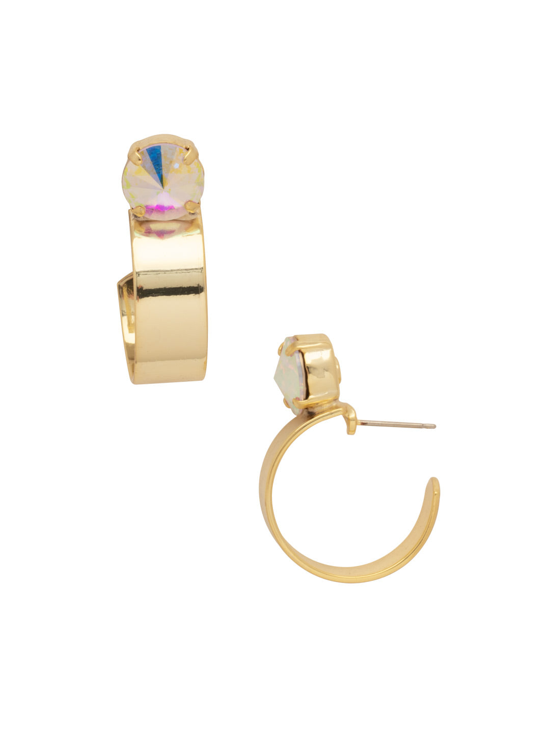 Dani Studded Hoop Earrings - EFP25BGICL - <p>Dani Studded Hoop Earrings feature a rivoli round-cut crystal on a chunky metal hoop. From Sorrelli's Icicle collection in our Bright Gold-tone finish.</p>