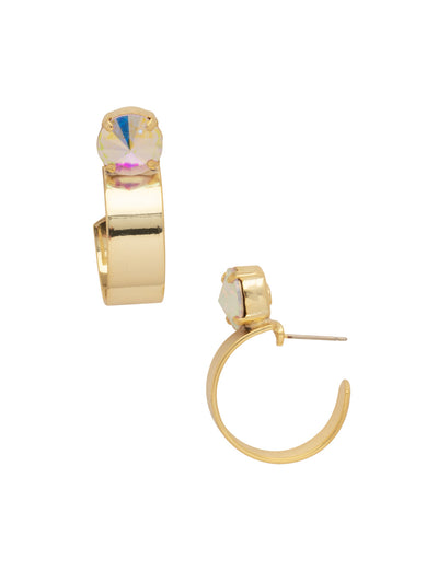 Dani Studded Hoop Earrings - EFP25BGICL - <p>Dani Studded Hoop Earrings feature a rivoli round-cut crystal on a chunky metal hoop. From Sorrelli's Icicle collection in our Bright Gold-tone finish.</p>