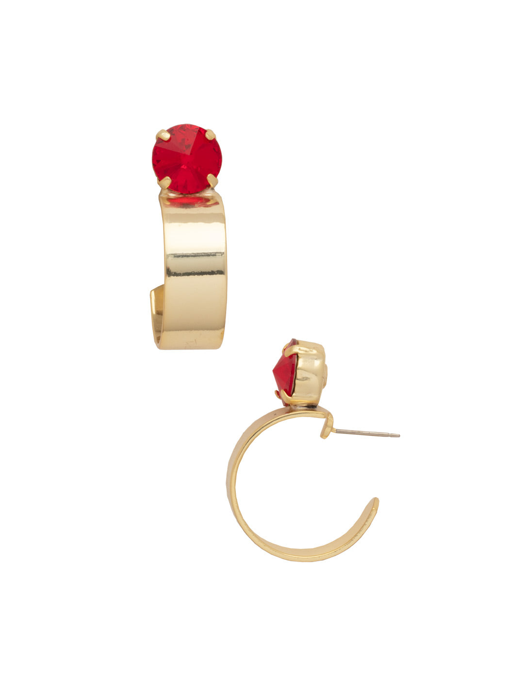 Dani Studded Hoop Earrings - EFP25BGRCP - <p>Dani Studded Hoop Earrings feature a rivoli round-cut crystal on a chunky metal hoop. From Sorrelli's Red Carpet collection in our Bright Gold-tone finish.</p>