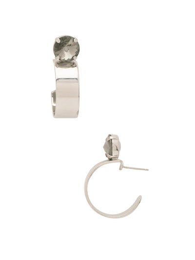 Dani Studded Hoop Earrings - EFP25PDEM - <p>Dani Studded Hoop Earrings feature a rivoli round-cut crystal on a chunky metal hoop. From Sorrelli's Evening Moon collection in our Palladium finish.</p>