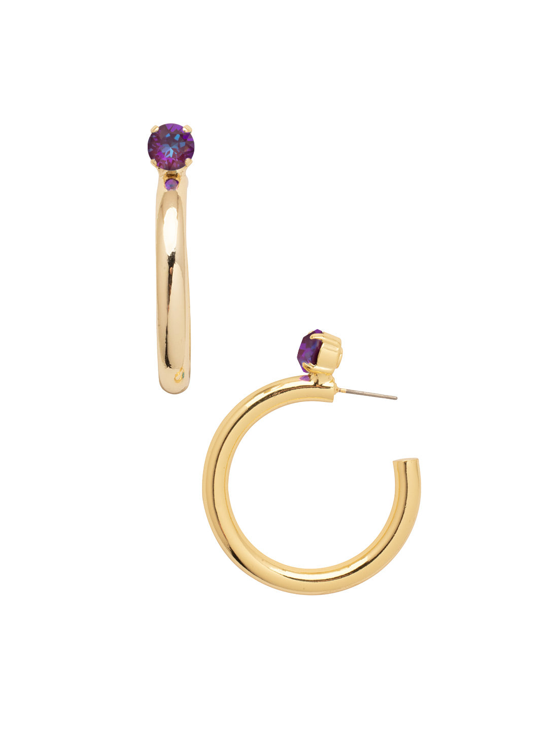 Keeley Studded Hoop Earrings - EFP26BGBUD - <p>Elevate your look with the Keeley Studded Hoop Earrings, a dazzling accessory that commands attention. Featuring: a sparkling crystal stud embellishment, a sleek durable metal hoop, and a secure post-back closure From Sorrelli's Burgundy Delight collection in our Bright Gold-tone finish.</p>