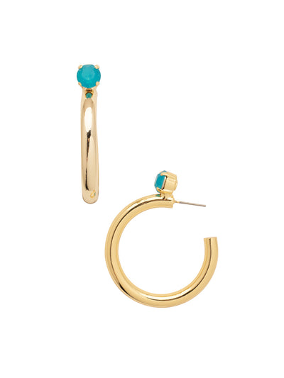 Keeley Studded Hoop Earrings - EFP26BGCON - <p>Elevate your look with the Keeley Studded Hoop Earrings, a dazzling accessory that commands attention. Featuring: a sparkling crystal stud embellishment, a sleek durable metal hoop, and a secure post-back closure From Sorrelli's Confetti  collection in our Bright Gold-tone finish.</p>