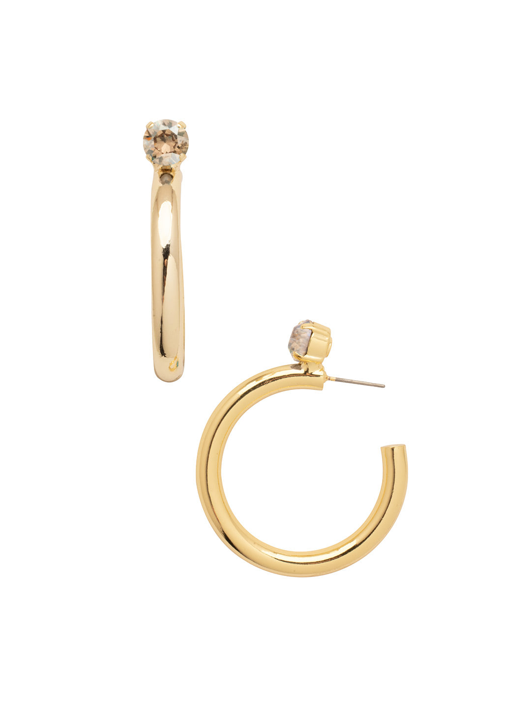 Keeley Studded Hoop Earrings - EFP26BGDCH - <p>Elevate your look with the Keeley Studded Hoop Earrings, a dazzling accessory that commands attention. Featuring: a sparkling crystal stud embellishment, a sleek durable metal hoop, and a secure post-back closure From Sorrelli's Dark Champagne collection in our Bright Gold-tone finish.</p>