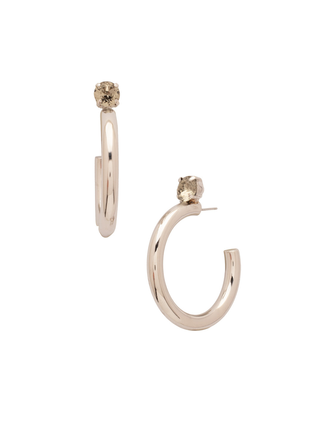 Keeley Studded Hoop Earrings - EFP26PDEM - <p>Elevate your look with the Keeley Studded Hoop Earrings, a dazzling accessory that commands attention. Featuring: a sparkling crystal stud embellishment, a sleek durable metal hoop, and a secure post-back closure From Sorrelli's Evening Moon collection in our Palladium finish.</p>