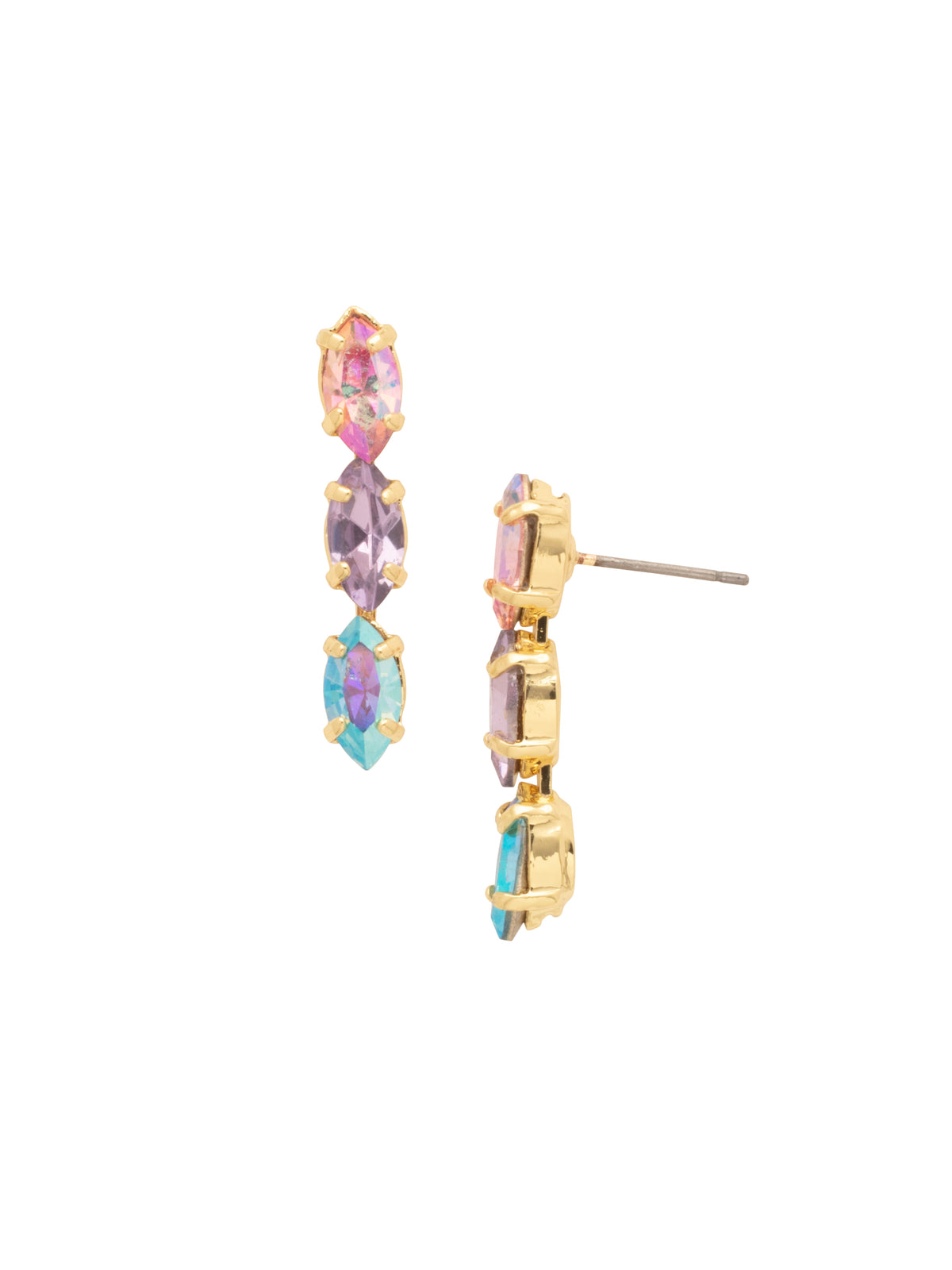 Trielle Dangle Earrings - EFP37BGCON - <p>The Trielle Dangle Earrings feature three navette cut crystals delicately dangling from a post, creating a graceful and eye-catching design. Perfect for any occasion, these timeless earrings are a must-have addition to any jewelry collection. From Sorrelli's Confetti  collection in our Bright Gold-tone finish.</p>