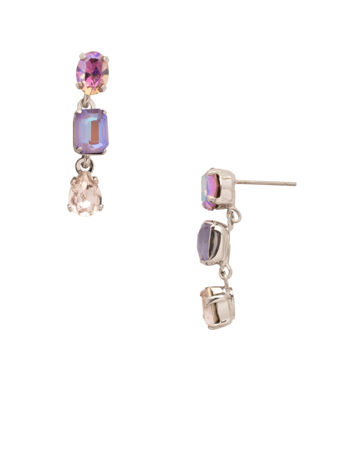 Pippi Dangle Earrings - EFP50PDLCH - <p>The Pippi Dangle Earrings feature a pear, emerald, and oval cut crystal dangling from a post. From Sorrelli's Lilac Champagne collection in our Palladium finish.</p>