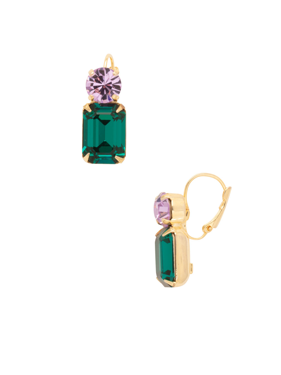 Anya Dangle Earrings - EFS1BGBRC - <p>The Anya Dangle Earrings feature a classic lever-back French wire, showcasing a single round-cut crystal elegantly perched above a striking emerald-cut crystal. A perfect blend of timeless sparkle and sophistication. From Sorrelli's Berry Crush collection in our Bright Gold-tone finish.</p>