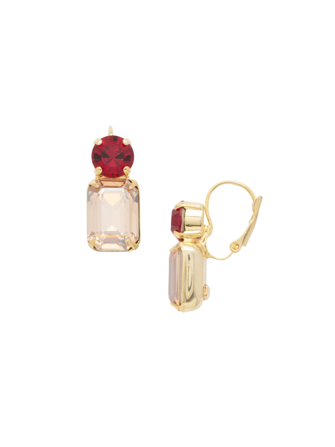 Anya Dangle Earrings - EFS1BGMS - <p>The Anya Dangle Earrings feature a classic lever-back French wire, showcasing a single round-cut crystal elegantly perched above a striking emerald-cut crystal. A perfect blend of timeless sparkle and sophistication. From Sorrelli's Maple Syrup collection in our Bright Gold-tone finish.</p>