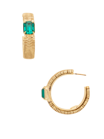 Sadie Hoop Earrings - EFS20BGBRC - <p>The Sadie Hoop Earrings feature a unique frozen snake chain design, elegantly shaped into hoops and adorned with a single emerald-cut crystal. A chic and contemporary accessory for any occasion. From Sorrelli's Berry Crush collection in our Bright Gold-tone finish.</p>