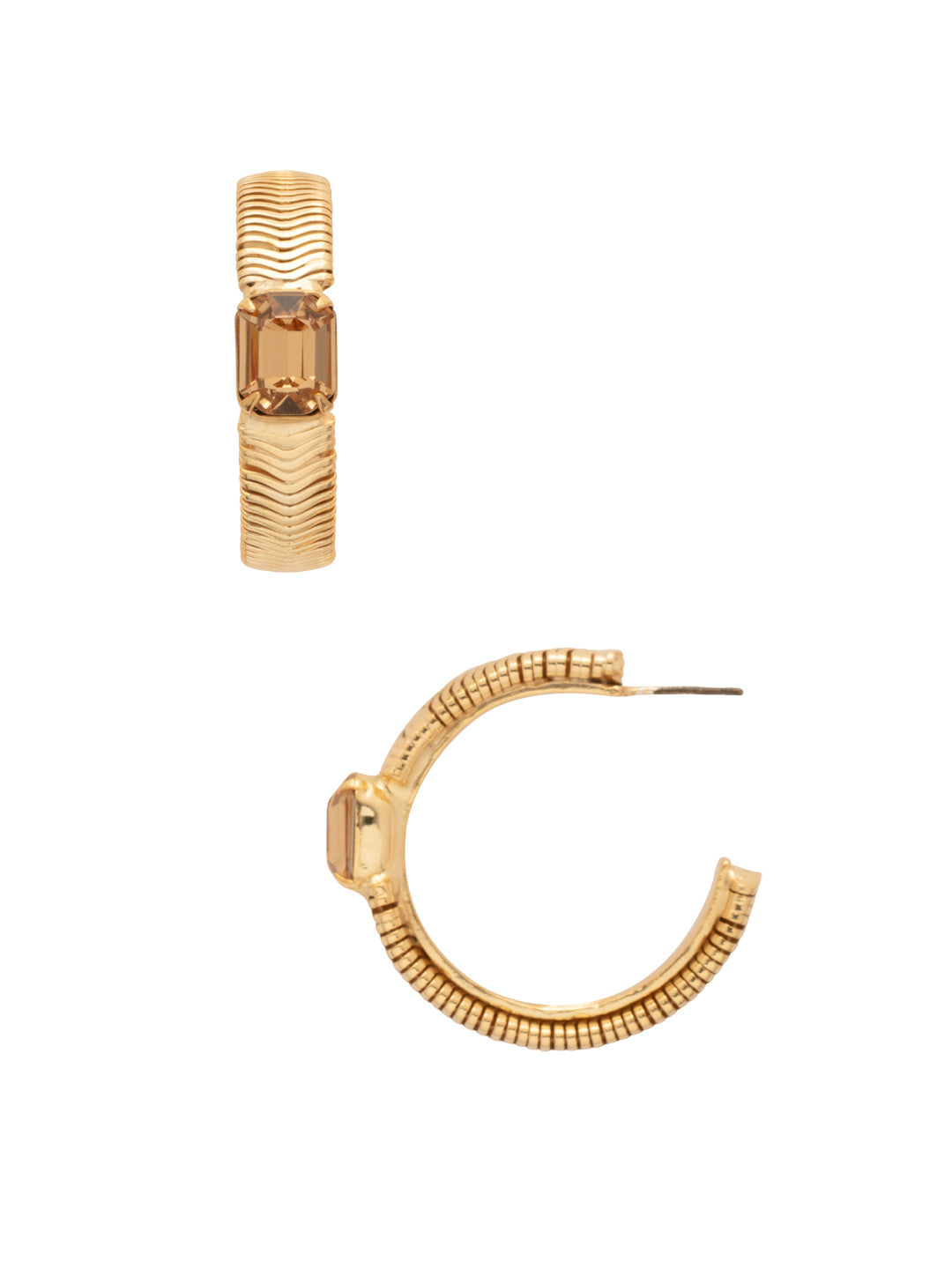 Sadie Hoop Earrings - EFS20BGMS - <p>The Sadie Hoop Earrings feature a unique frozen snake chain design, elegantly shaped into hoops and adorned with a single emerald-cut crystal. A chic and contemporary accessory for any occasion. From Sorrelli's Maple Syrup collection in our Bright Gold-tone finish.</p>