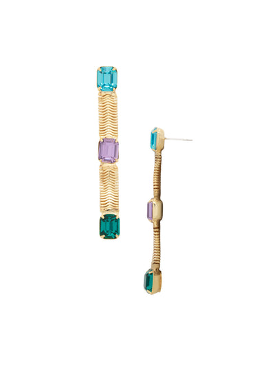 Sadie Dangle Earrings - EFS2BGBRC - <p>The Sadie Dangle Earrings feature a sleek snake chain design, elegantly showcasing three emerald-cut crystals on a post. A modern and sophisticated addition to any jewelry collection. From Sorrelli's Berry Crush collection in our Bright Gold-tone finish.</p>