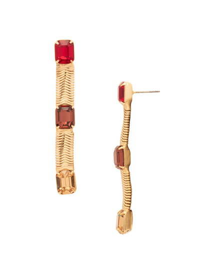 Sadie Dangle Earrings - EFS2BGMS - <p>The Sadie Dangle Earrings feature a sleek snake chain design, elegantly showcasing three emerald-cut crystals on a post. A modern and sophisticated addition to any jewelry collection. From Sorrelli's Maple Syrup collection in our Bright Gold-tone finish.</p>