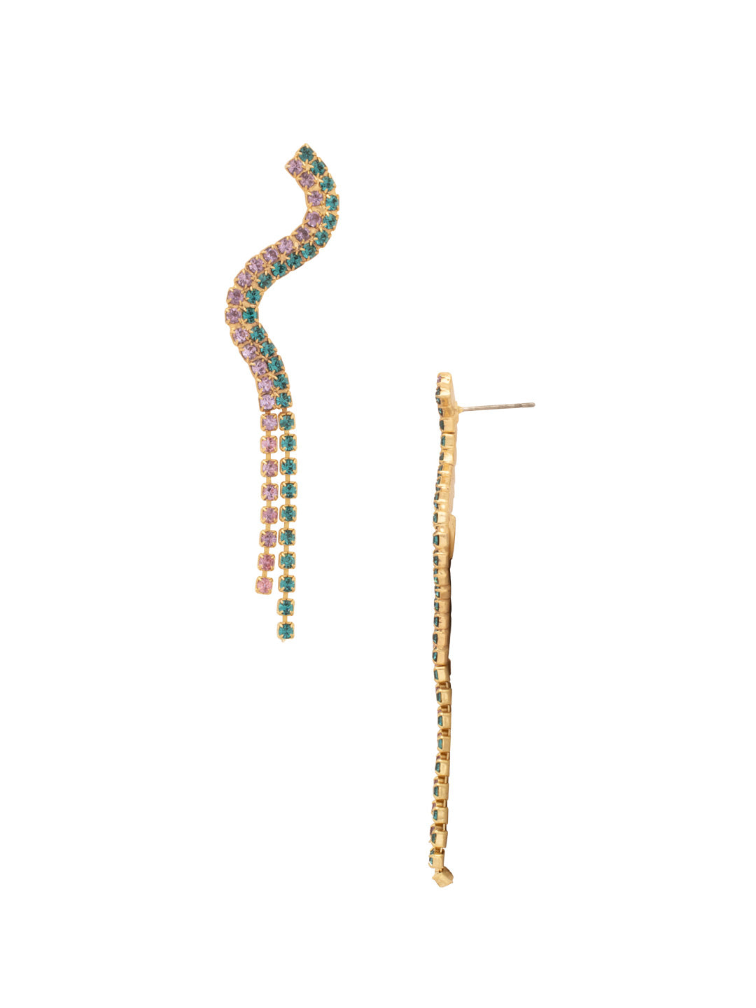 Lindy Statement Earrings - EFS30BGBRC - <p>With a unique snake-like design, the Lindy Statement Earrings feature two shimmering crystal-embellished chains that gracefully flow, adding a touch of drama and elegance to your look. From Sorrelli's Berry Crush collection in our Bright Gold-tone finish.</p>