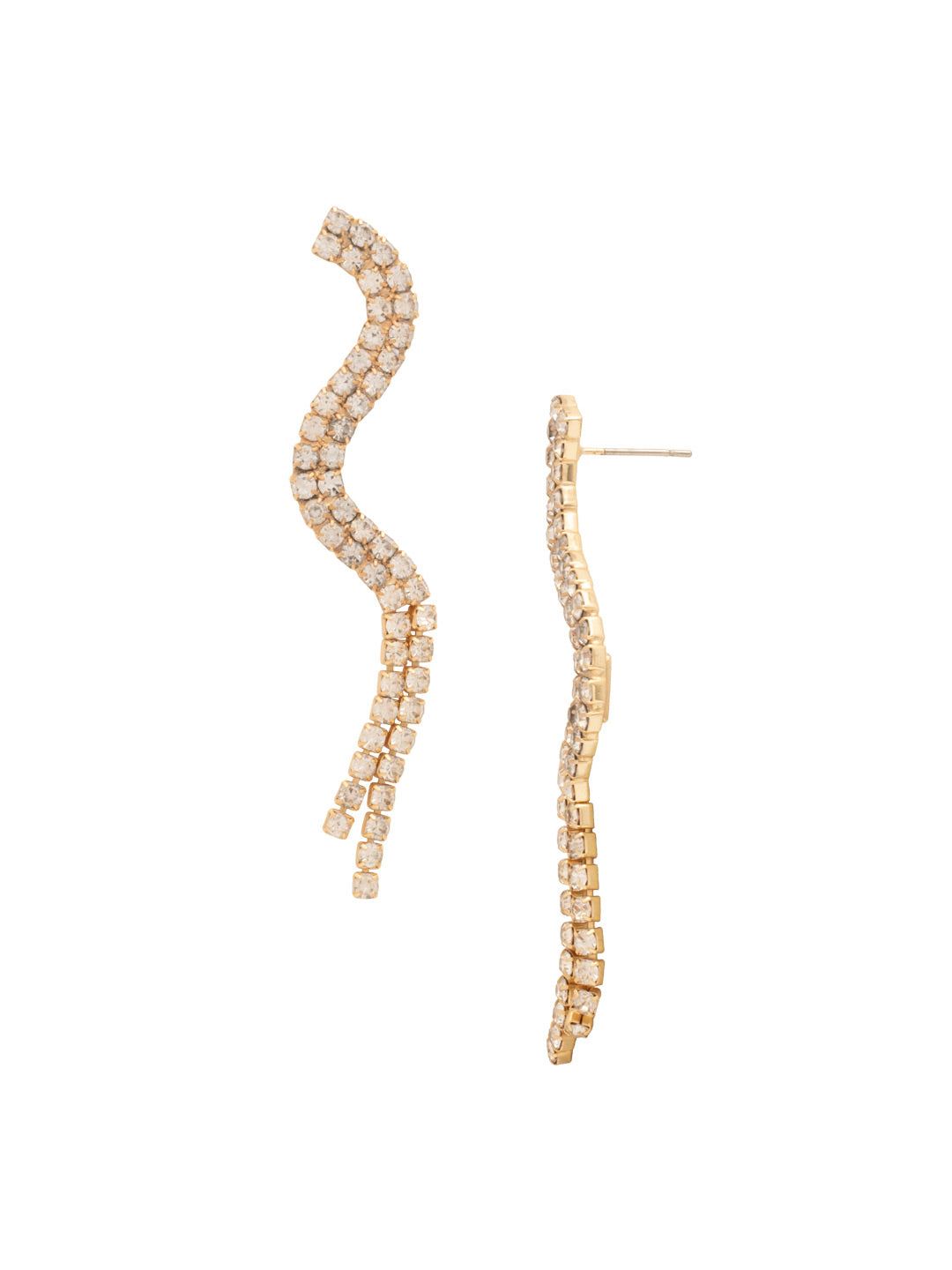 Lindy Statement Earrings - EFS30BGCRY - <p>With a unique snake-like design, the Lindy Statement Earrings feature two shimmering crystal-embellished chains that gracefully flow, adding a touch of drama and elegance to your look. From Sorrelli's Crystal collection in our Bright Gold-tone finish.</p>