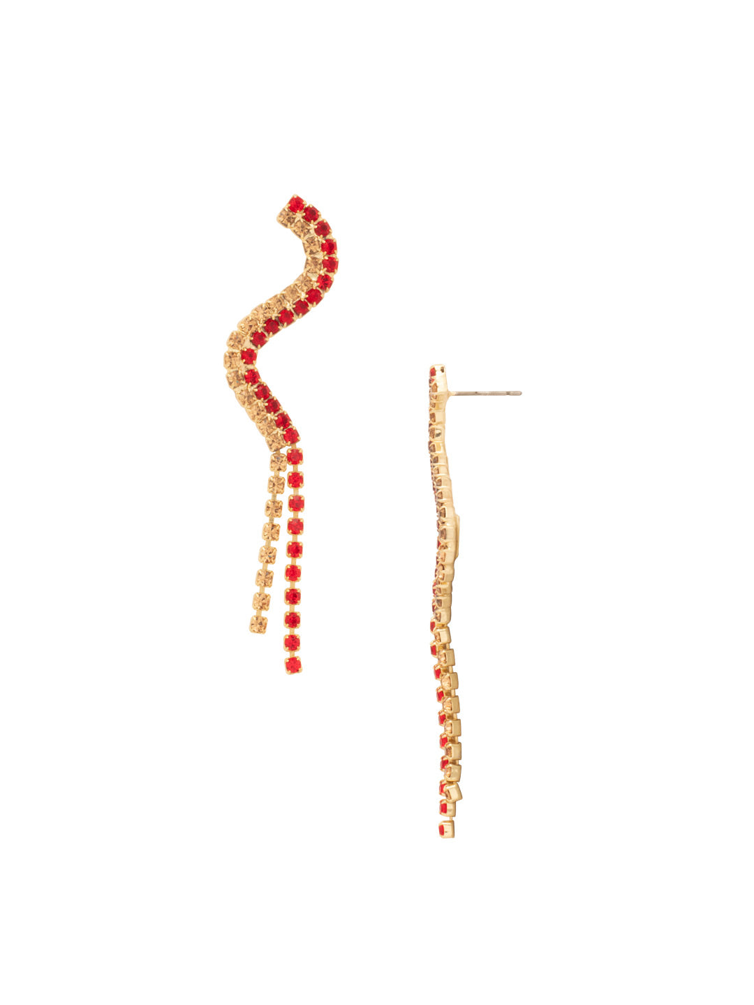 Lindy Statement Earrings - EFS30BGMS - <p>With a unique snake-like design, the Lindy Statement Earrings feature two shimmering crystal-embellished chains that gracefully flow, adding a touch of drama and elegance to your look. From Sorrelli's Maple Syrup collection in our Bright Gold-tone finish.</p>