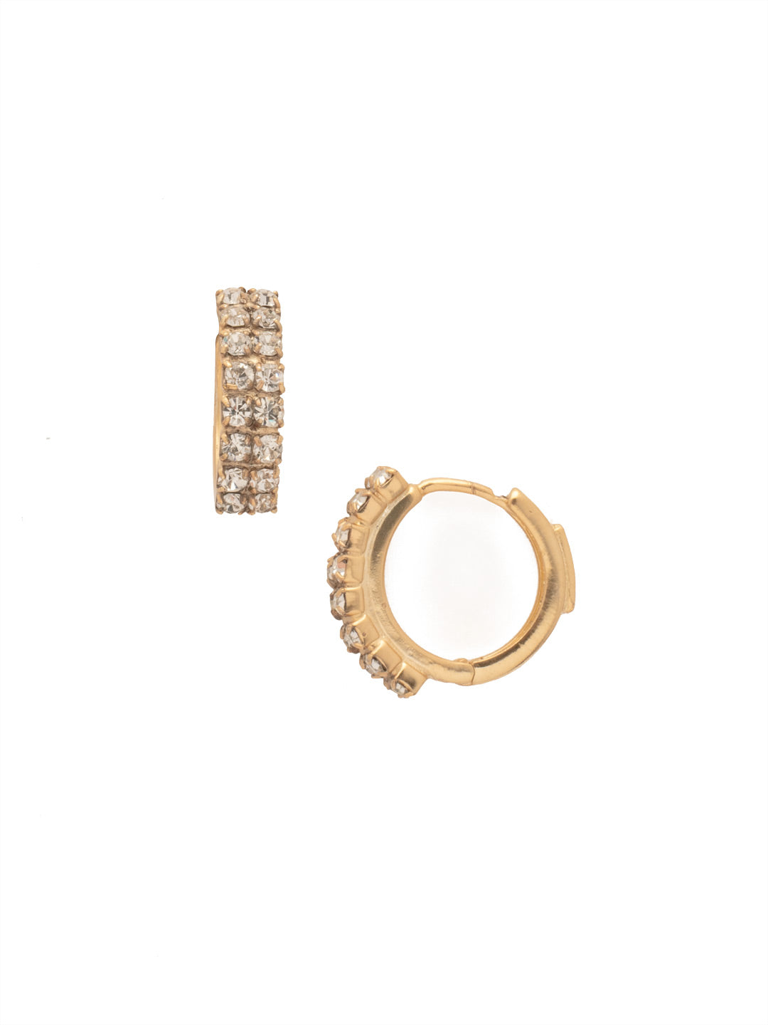 Double Crystal Huggie Hoop Earrings - EFS31BGCRY