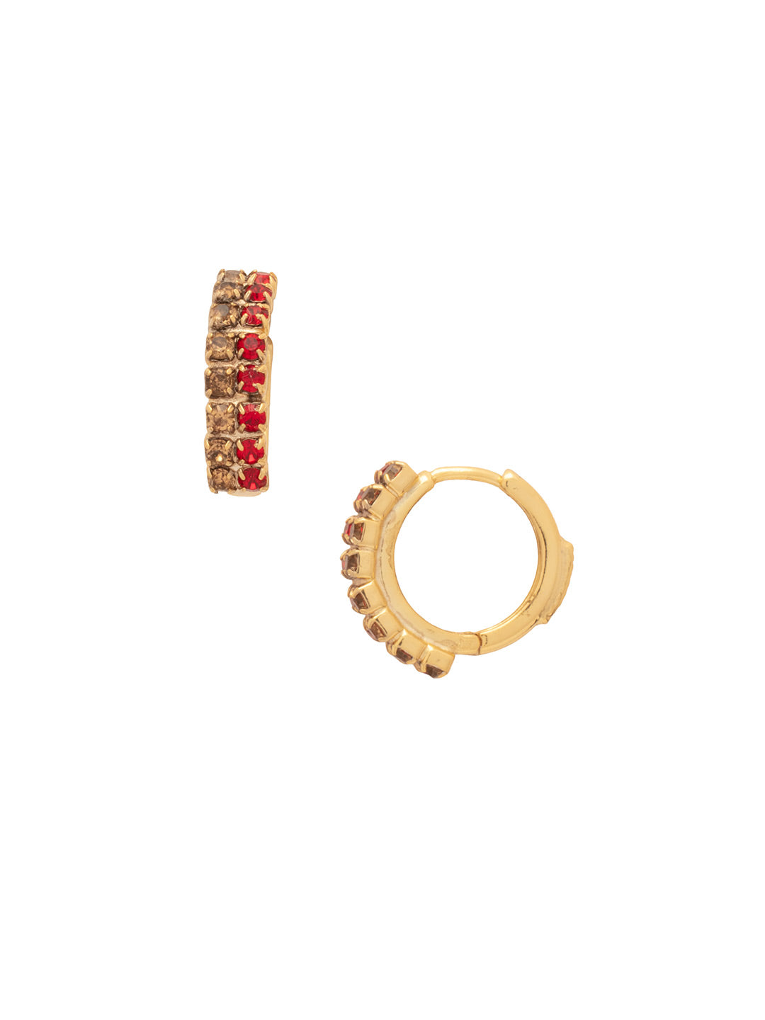 Double Crystal Huggie Hoop Earrings - EFS31BGMS