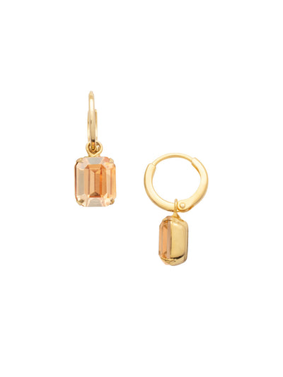 Octavia Huggie Hoop Earrings - EFS34BGDCH - <p>The Octavia Huggie Hoop Earrings feature a single emerald-cut crystal dangling from a dainty huggie hoop. From Sorrelli's Dark Champagne collection in our Bright Gold-tone finish.</p>