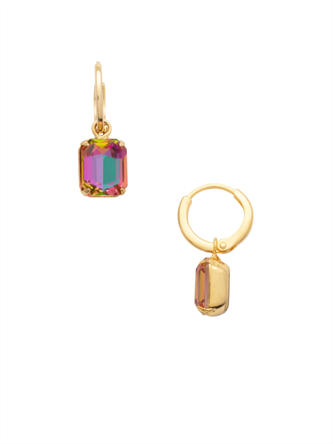 Octavia Huggie Hoop Earrings - EFS34BGHEL - <p>The Octavia Huggie Hoop Earrings feature a single emerald-cut crystal dangling from a dainty huggie hoop. From Sorrelli's Heliotrope collection in our Bright Gold-tone finish.</p>