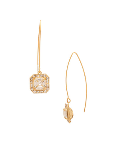 Autumn Dangle Earrings - EFS55BGCRY - <p>The Autumn Dangle Earrings feature a stunning crystal-embellished imperial square halo gracefully dangling from a long threader wire. Perfect for adding a touch of elegance and movement to any outfit From Sorrelli's Crystal collection in our Bright Gold-tone finish.</p>