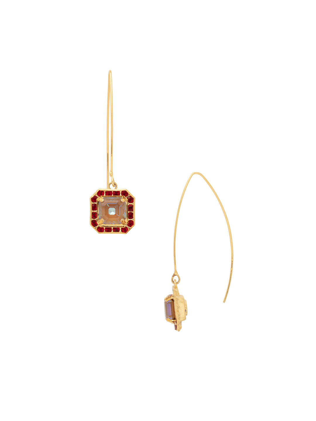 Autumn Dangle Earrings - EFS55BGMS - <p>The Autumn Dangle Earrings feature a stunning crystal-embellished imperial square halo gracefully dangling from a long threader wire. Perfect for adding a touch of elegance and movement to any outfit From Sorrelli's Maple Syrup collection in our Bright Gold-tone finish.</p>