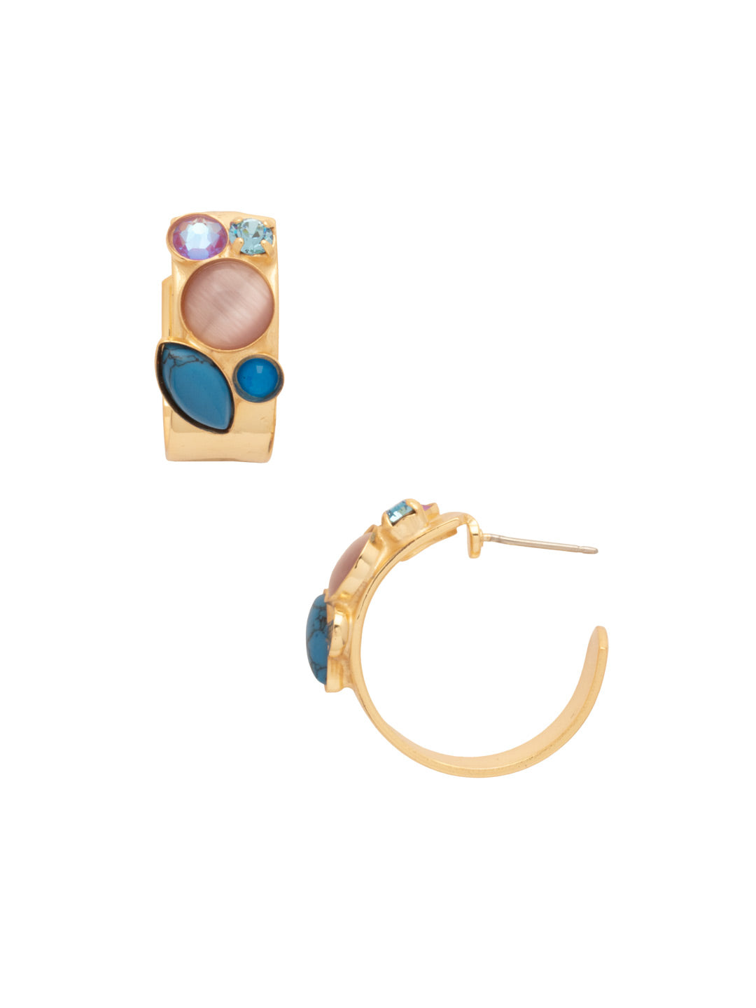 Sutton Hoop Earrings - EFS9BGBRC - <p>The Sutton Hoop Earrings feature bold flat wide metal hoops adorned with an array of semi-precious stones, bringing together earthy elements for a naturally chic look. Perfect for adding a touch of organic elegance to your style. From Sorrelli's Berry Crush collection in our Bright Gold-tone finish.</p>