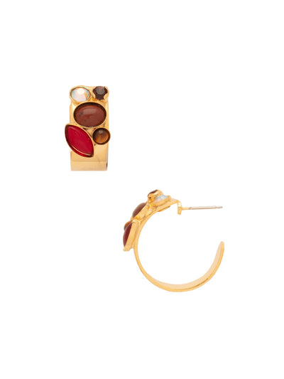 Sutton Hoop Earrings - EFS9BGMS - <p>The Sutton Hoop Earrings feature bold flat wide metal hoops adorned with an array of semi-precious stones, bringing together earthy elements for a naturally chic look. Perfect for adding a touch of organic elegance to your style. From Sorrelli's Maple Syrup collection in our Bright Gold-tone finish.</p>