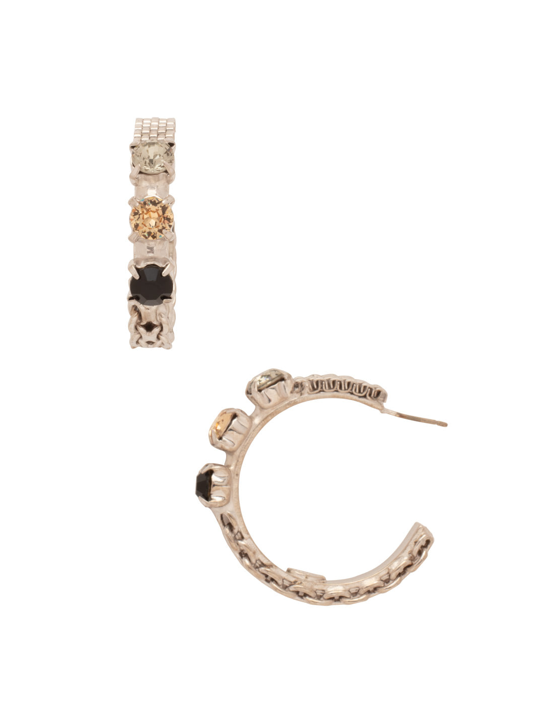 Bevy Hoop Earrings - EFT2PDEM - <p>Elevate your style with the Bevy Hoop Earrings, showcasing thick frozen Kettle chain hoops adorned with dazzling round-cut crystals. These statement earrings combine modern flair with timeless elegance, making them a must-have accessory. From Sorrelli's Evening Moon collection in our Palladium finish.</p>