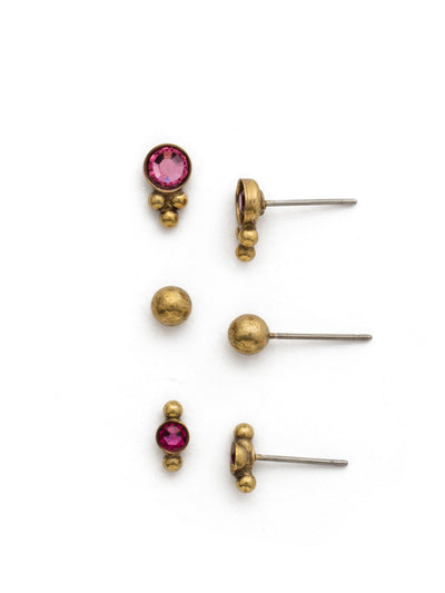 Trifecta Earring Gift Set - GDH6AGFU - <p>The Trifecta Earring Gift Set is everything you could want - three sets of earrings that are sized perfectly to wear together! From Sorrelli's Fuchsia collection in our Antique Gold-tone finish.</p>