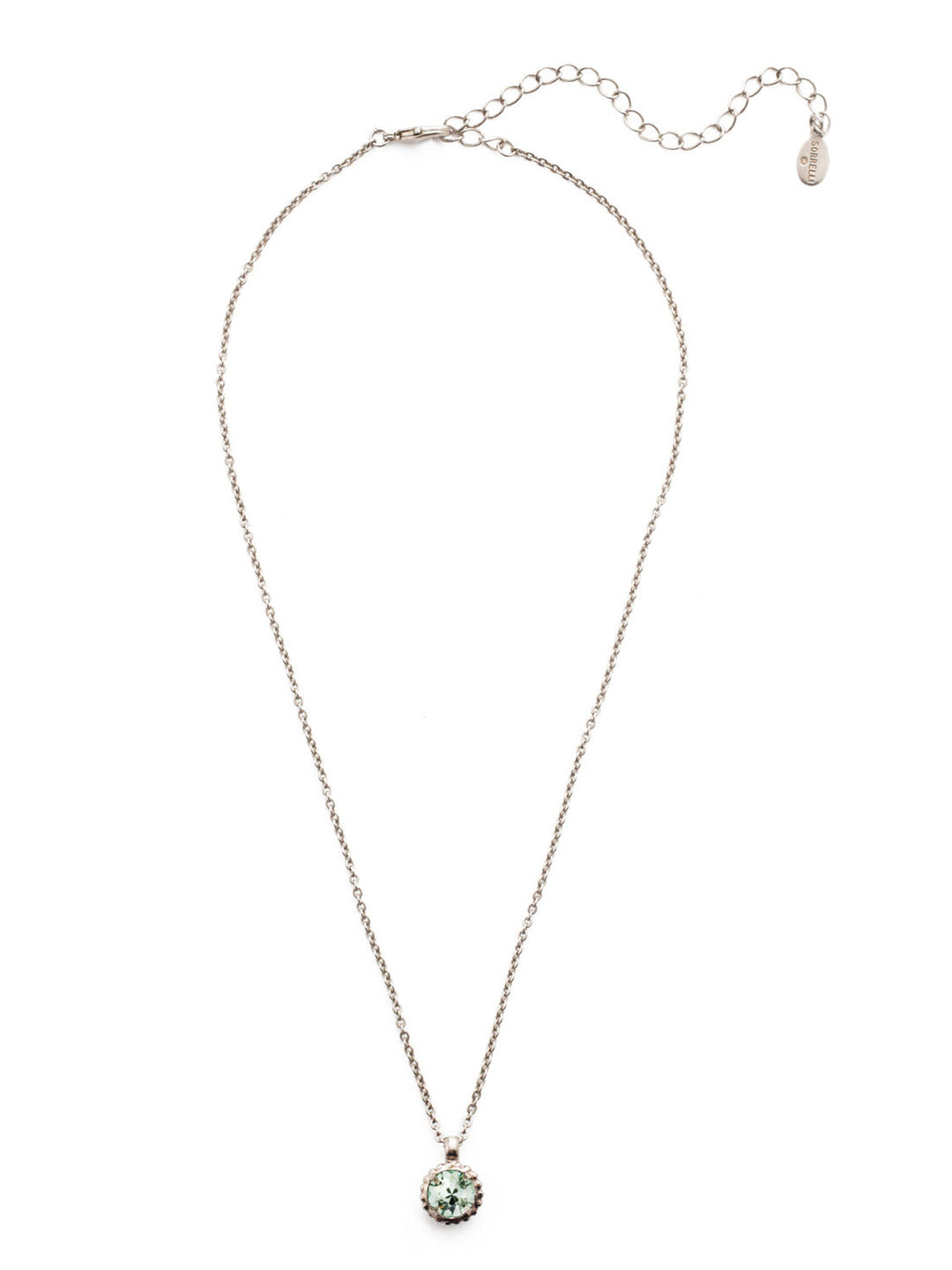 Simplicity Pendant Necklace - NBY38ASMIN - <p>Perfect for any day! The Simplicity Pendant Necklace features a round cut crystal with vintage edging. From Sorrelli's Mint collection in our Antique Silver-tone finish.</p>