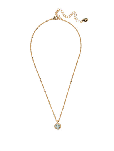 Simplicity Pendant Necklace - NBY38BGLAQ - <p>Perfect for any day! The Simplicity Pendant Necklace features a round cut crystal with vintage edging. From Sorrelli's Light Aqua collection in our Bright Gold-tone finish.</p>