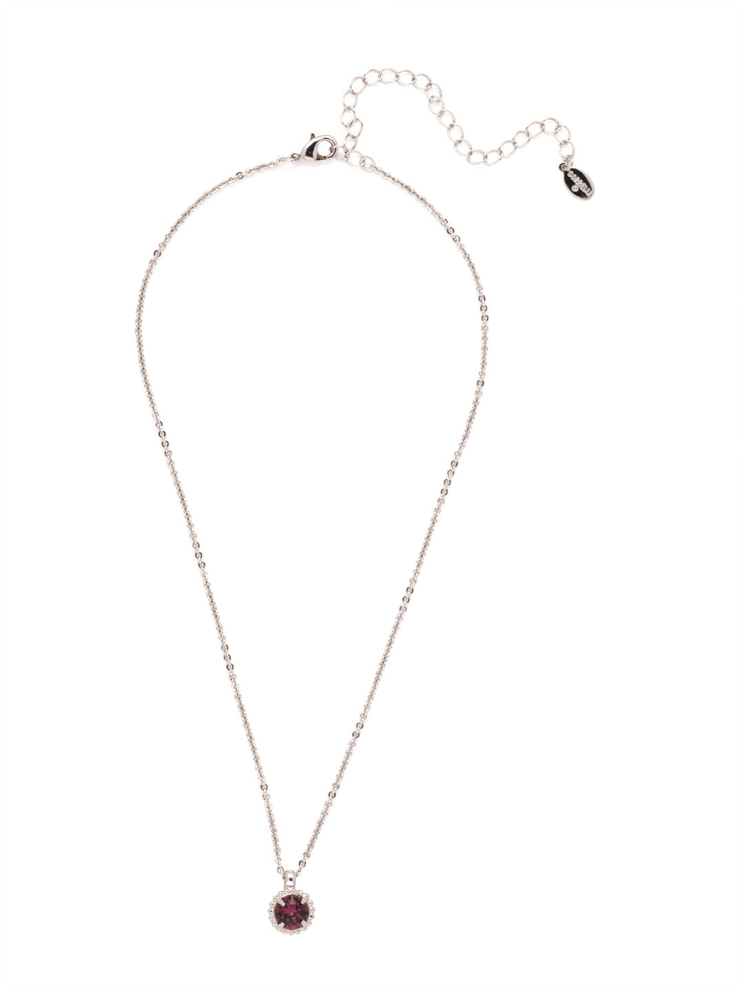 Simplicity Pendant Necklace - NBY38RHAM - <p>Perfect for any day! The Simplicity Pendant Necklace features a round cut crystal with vintage edging. From Sorrelli's Amethyst collection in our Palladium Silver-tone finish.</p>