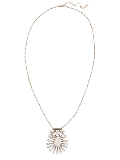 Shine On Necklace - NCN3ASSNB - <p>This large pendant necklace is bursting with radiance. Elongated teardrop crystals extend from a bold teardrop center and a thin beaded chain adds a delicate touch to this strong piece. All eyes will be on your elegance. From Sorrelli's Snow Bunny collection in our Antique Silver-tone finish.</p>