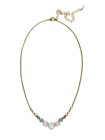 London Tennis Necklace - NCQ14AGROW - <p>A long, simple chain paired with gorgeous round stones is exactly what every girl needs to dress things up. This round stone necklace is perfect for layering, or to just wear alone. Let the simple sparkle take over. From Sorrelli's Rose Water collection in our Antique Gold-tone finish.</p>