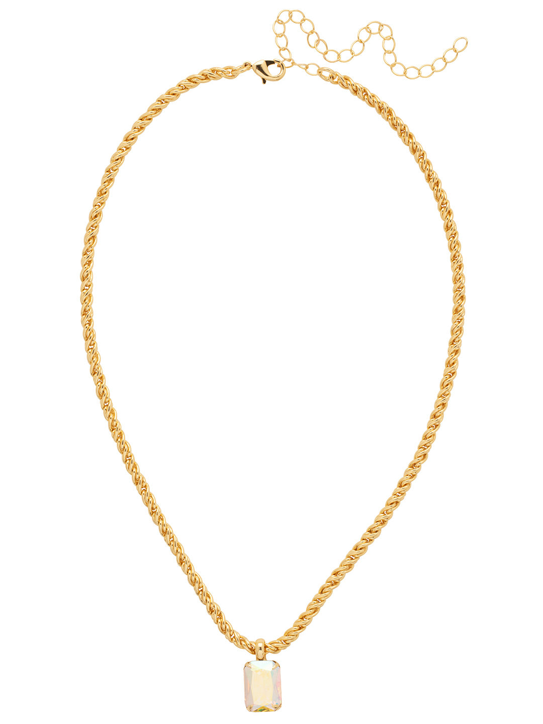 Emerald Rope Chain Pendant Necklace - NCT110BGCAB - <p>The Emerald Rope Chain Pendant Necklace features an emerald cut pendant on an adjustable rope chain, secured by a lobster claw clasp. From Sorrelli's Crystal Aurora Borealis collection in our Bright Gold-tone finish.</p>