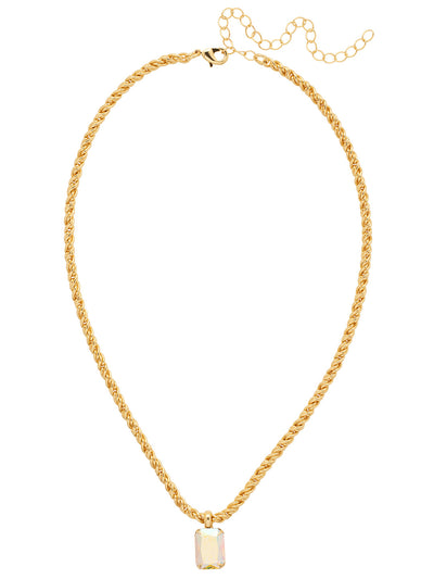 Emerald Rope Chain Pendant Necklace - NCT110BGCAB - <p>The Emerald Rope Chain Pendant Necklace features an emerald cut pendant on an adjustable rope chain, secured by a lobster claw clasp. From Sorrelli's Crystal Aurora Borealis collection in our Bright Gold-tone finish.</p>