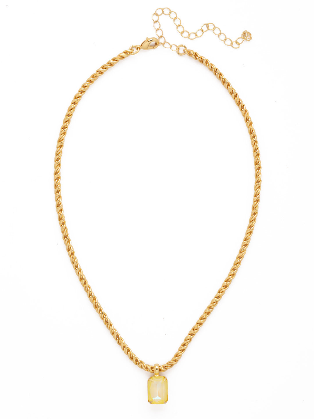 Emerald Rope Chain Pendant Necklace - NCT110BGLTD - <p>The Emerald Rope Chain Pendant Necklace features an emerald cut pendant on an adjustable rope chain, secured by a lobster claw clasp. From Sorrelli's Light Topaz Delite collection in our Bright Gold-tone finish.</p>