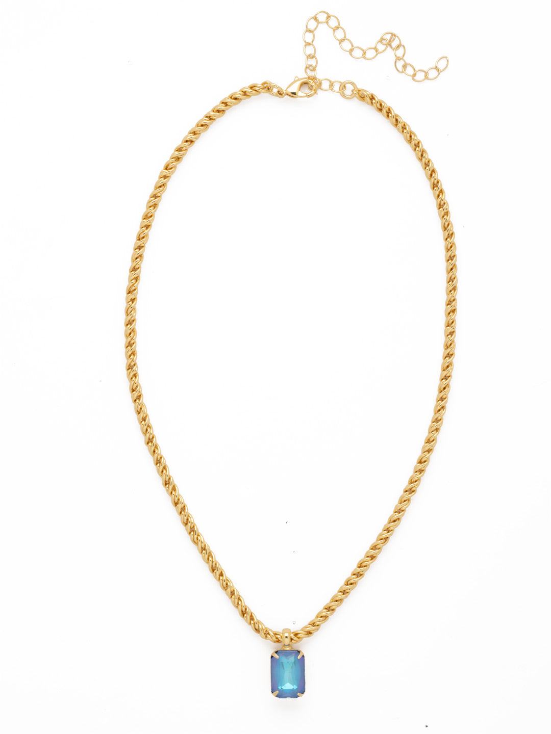 Emerald Rope Chain Pendant Necklace - NCT110BGOCD - <p>The Emerald Rope Chain Pendant Necklace features an emerald cut pendant on an adjustable rope chain, secured by a lobster claw clasp. From Sorrelli's Ocean Delite collection in our Bright Gold-tone finish.</p>