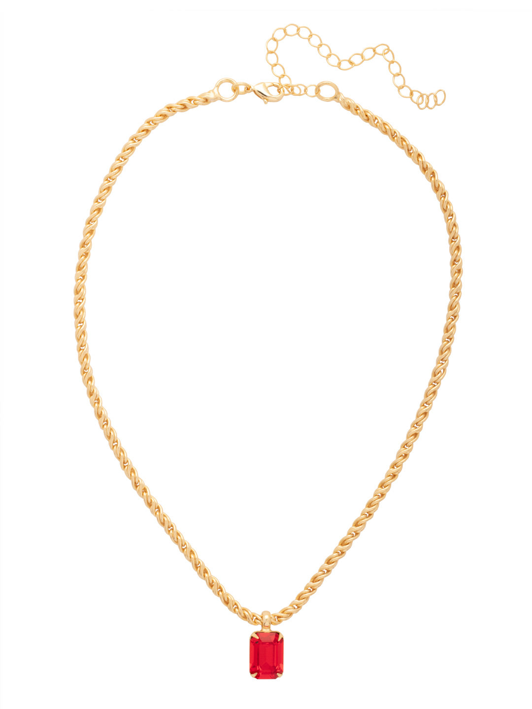 Emerald Rope Chain Pendant Necklace - NCT110BGRCP - <p>The Emerald Rope Chain Pendant Necklace features an emerald cut pendant on an adjustable rope chain, secured by a lobster claw clasp. From Sorrelli's Red Carpet collection in our Bright Gold-tone finish.</p>