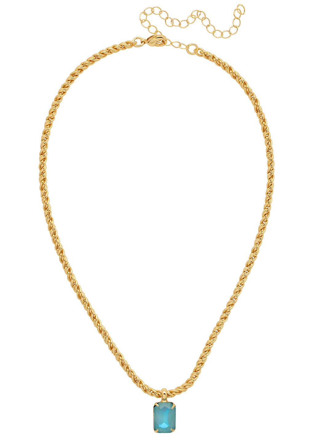 Emerald Rope Chain Pendant Necklace - NCT110BGSBD - <p>The Emerald Rope Chain Pendant Necklace features an emerald cut pendant on an adjustable rope chain, secured by a lobster claw clasp. From Sorrelli's Summer Blue Delite collection in our Bright Gold-tone finish.</p>