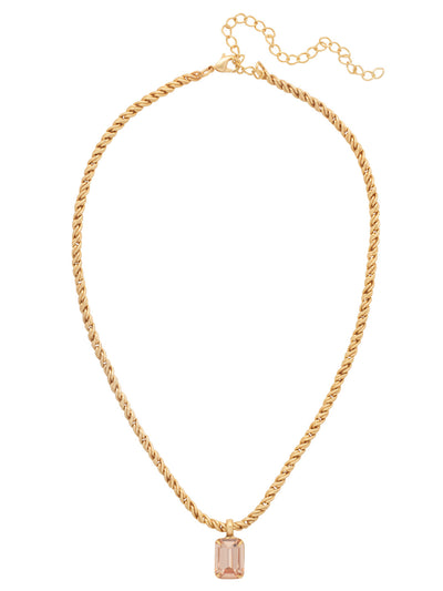 Emerald Rope Chain Pendant Necklace - NCT110MGGGO - <p>The Emerald Rope Chain Pendant Necklace features an emerald cut pendant on an adjustable rope chain, secured by a lobster claw clasp. From Sorrelli's Golden Goddess collection in our Matte Gold-tone finish.</p>