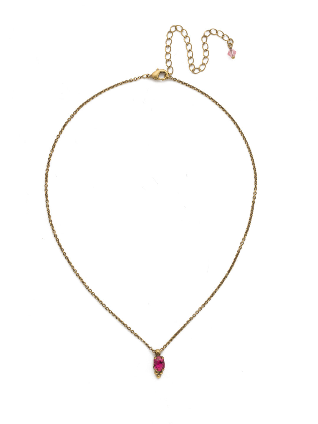 Noor Necklace - NDK81AGFU - <p>Pendant crystal necklace. From Sorrelli's Fuchsia collection in our Antique Gold-tone finish.</p>