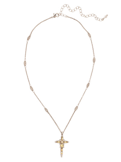 Dierdre Cross Pendant Necklace - NDQ54PDLZ - <p>A truly divine pendant. This delicate cross necklace features multi-cut crystals in an antique inspired setting. This crystal cross necklace offers movement on the chain for ease of wear. From Sorrelli's Lemon Zest collection in our Palladium finish.</p>