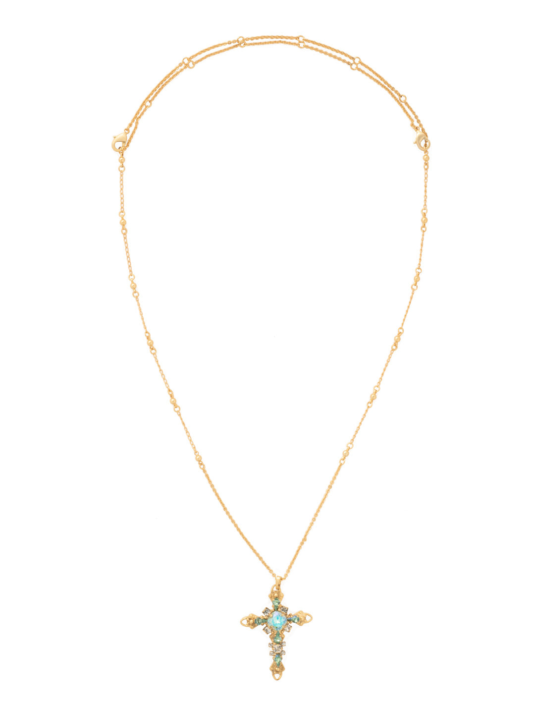 Elowen Pendant Necklace - NDS3MGLBH - <p>This long-strand cross is full of delicate detail, from its decorative chain to the brilliant mix of crystal shapes. This style also features a double lobster claw closure which allows for extreme length adjustment and easy layering with other necklaces. From Sorrelli's Laguna Beach collection in our Matte Gold-tone finish.</p>
