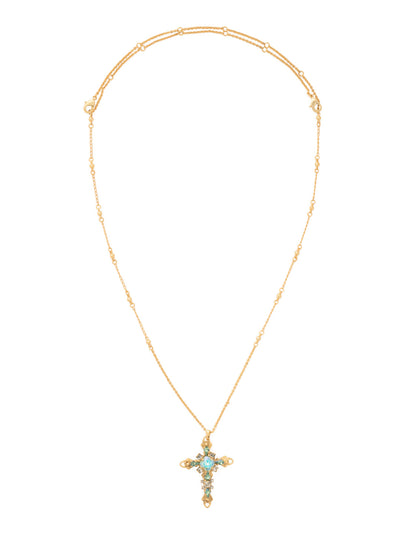 Elowen Pendant Necklace - NDS3MGLBH - <p>This long-strand cross is full of delicate detail, from its decorative chain to the brilliant mix of crystal shapes. This style also features a double lobster claw closure which allows for extreme length adjustment and easy layering with other necklaces. From Sorrelli's Laguna Beach collection in our Matte Gold-tone finish.</p>