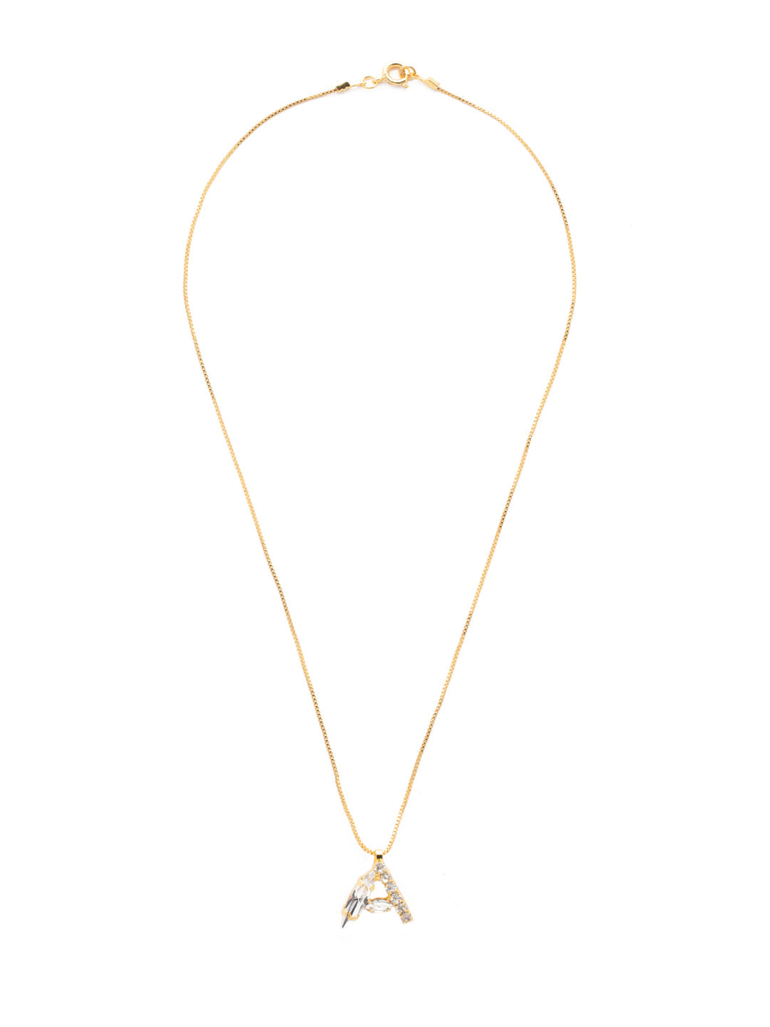 A Initial Pendant Necklace - NEH40BGCRY - <p>The Initial Pendant Necklace features a dainty crystal embellished letter pendant on a delicate chain, secured by a spring ring clasp. From Sorrelli's Crystal collection in our Bright Gold-tone finish.</p>