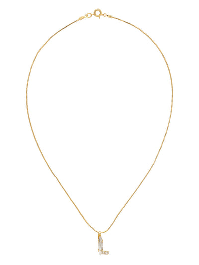 L Initial Pendant Necklace - NEH52BGCRY - <p>The Initial Pendant Necklace features a dainty crystal embellished letter pendant on a delicate chain, secured by a spring ring clasp. From Sorrelli's Crystal collection in our Bright Gold-tone finish.</p>