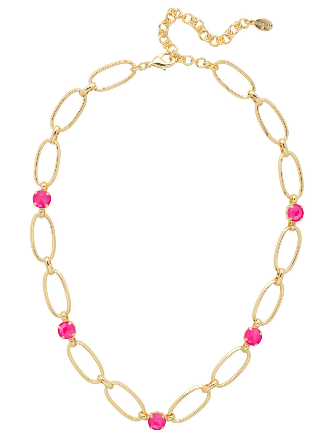 Paige Tennis Necklace - NET3BGUP - <p>The Paige Tennis Necklace is open, airy and sparkly, too. Metallic links are joined with round Sorrelli crystals that shine bright. From Sorrelli's Ultra Pink collection in our Bright Gold-tone finish.</p>